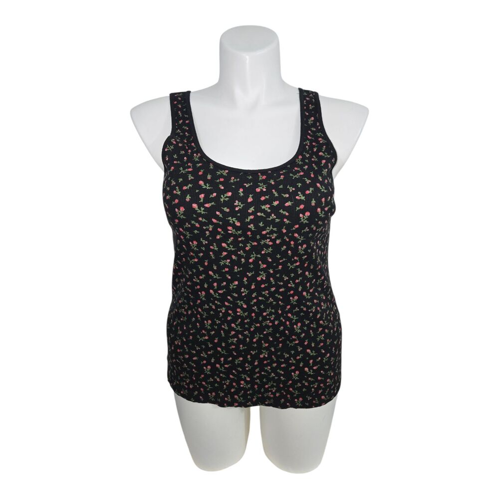 Levi's Ribbed Floral Tank Women XL Black